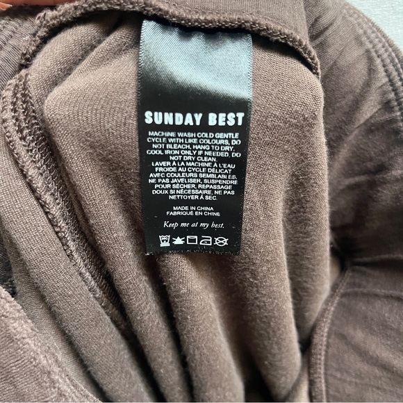 Sunday Best Aritzia Velour Brown Jogger Pants Sz M - Picture 5 of 9